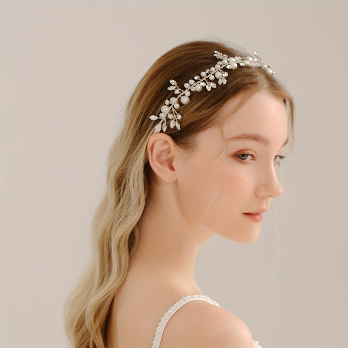 Rhinestone Bridal Headband Faux Pearl Wedding Hair Accessories