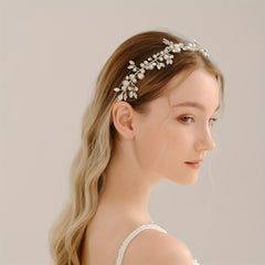 Rhinestone Bridal Headband Faux Pearl Wedding Hair Accessories