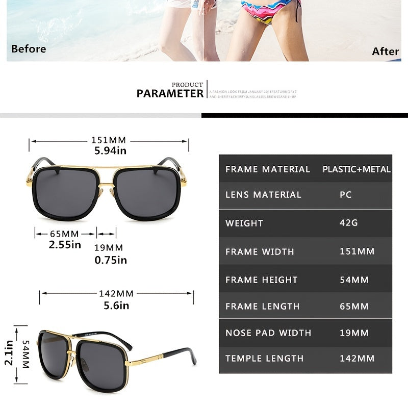 Double Beam Large Frame Sunglasses European And American Thick Frame Sunglasses