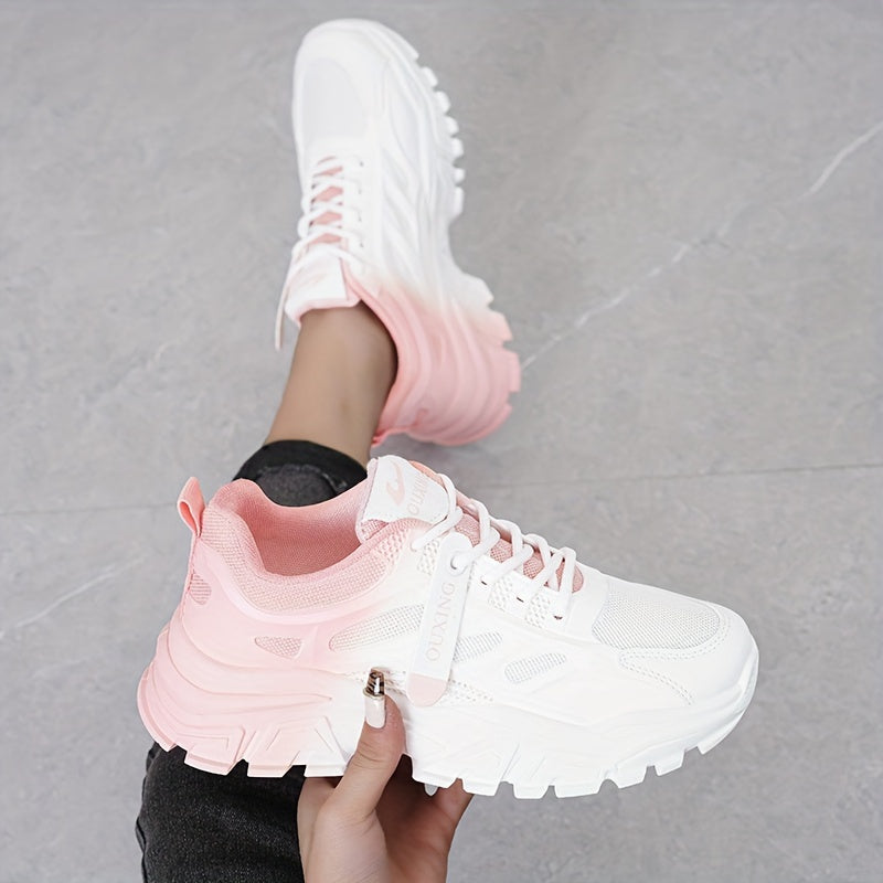 Women's Ombre Chunky Sneakers Lace-up Shoes