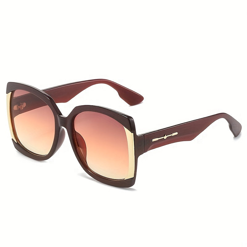 Y2K Large Square Sunglasses Tortoiseshell Block UV400 Sun Shades