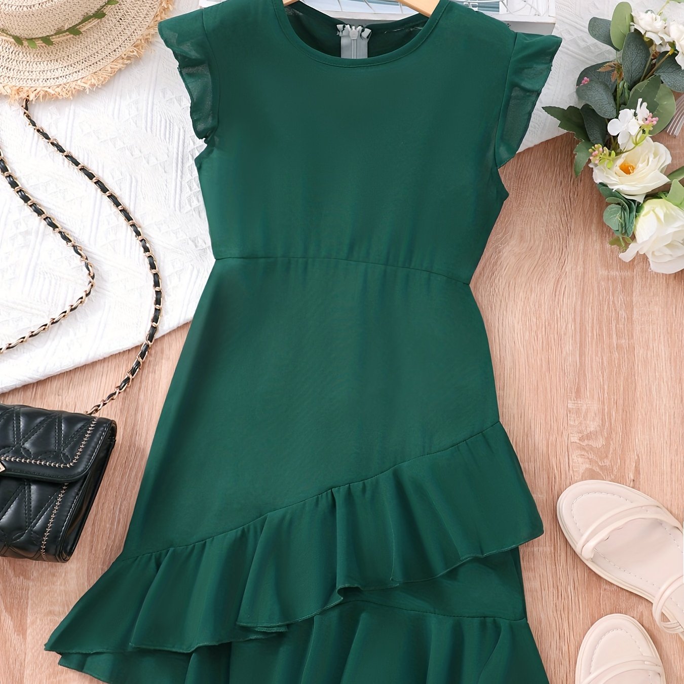 Toddler Girl's Ruffle Trim Casual Dress