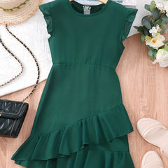 Toddler Girl's Ruffle Trim Casual Dress