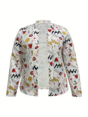 Women's Graffiti Print Open Front Blazer