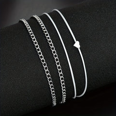 Boho Layered Love Heart Shape Beads Anklet Bracelet
