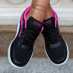 Women's Mesh Lace-Up Wedge Sneakers for Walking Sports Comfort