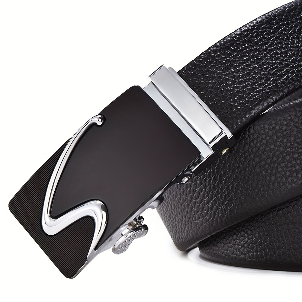 Men's Leather Belt with Automatic Buckle