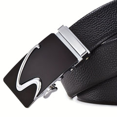 Men's Leather Belt with Automatic Buckle