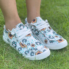 Sunflower Pattern Flat Shoes Women's Casual Lightweight Soft Comfortable Shoes