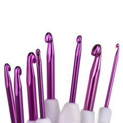 8pcs Crochet Hook Set with Comfortable Ergonomic Handle - Pink Print Pretty