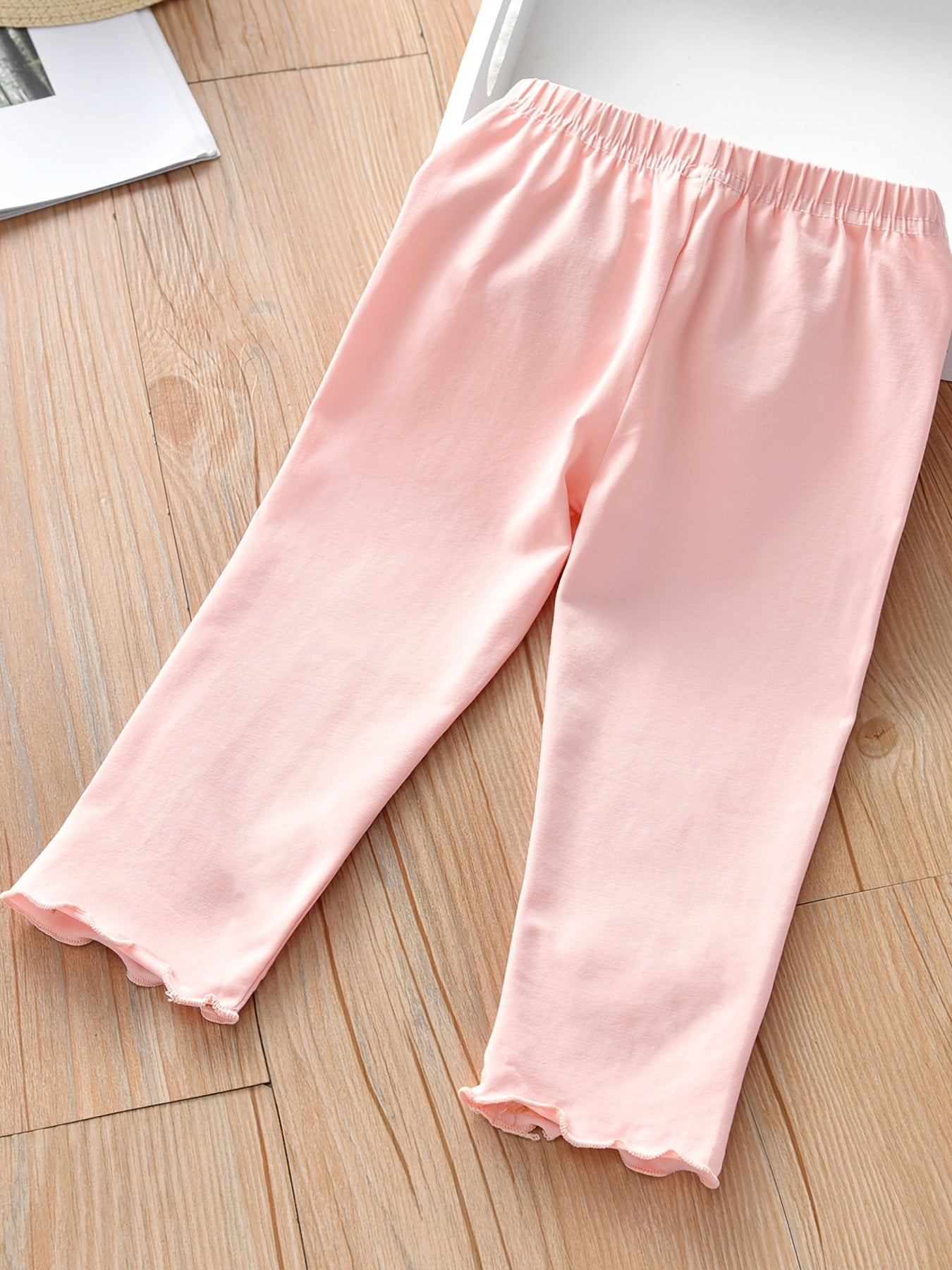 Girls Floral Embroidered Leggings Breathable Casual Pants Summer