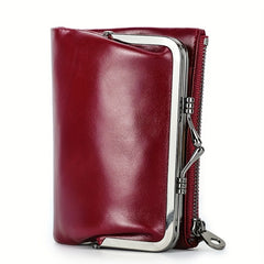 Vintage Leather RFID Blocking Wallet with Zipper Closure