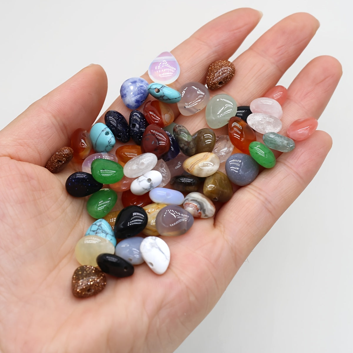 30pcs Natural Semi precious Stone Beads Drop Shaped Loose Beads