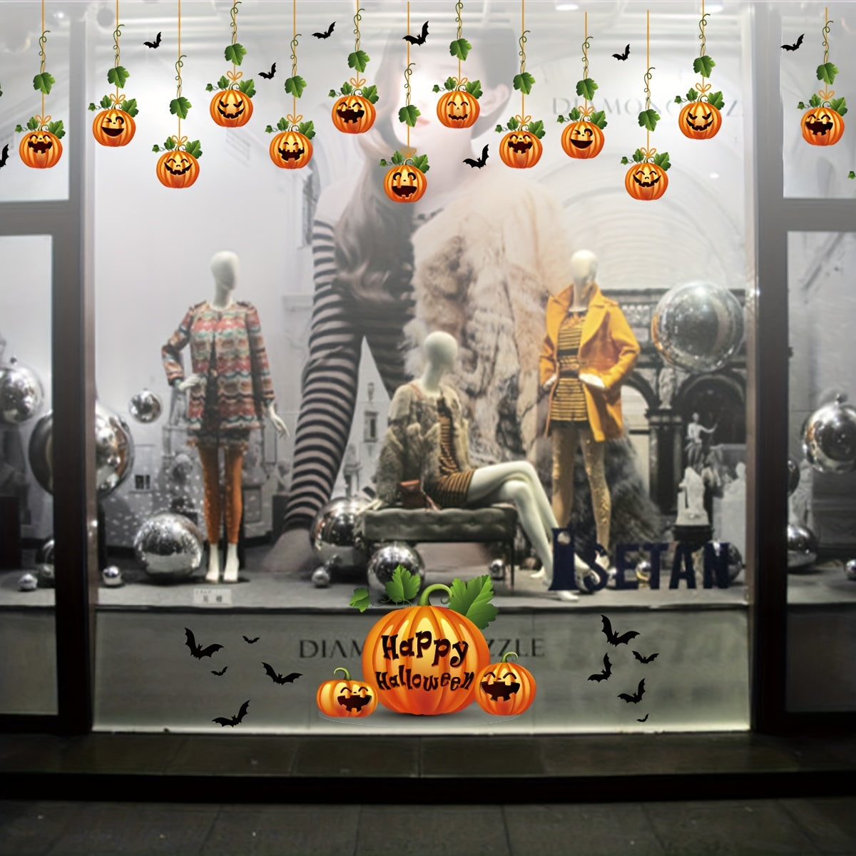 Halloween Pumpkin Window Stickers Party Decoration for Living Room Bedroom