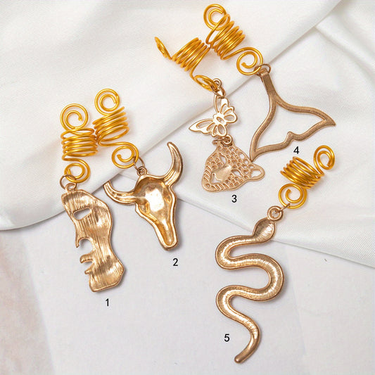 Metal Animal Tassel Hair Ring for Braids Women Girls Men