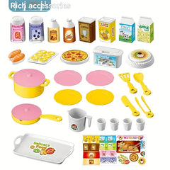 Girls' Play Kitchen Mini Cookware Accessories Pretend Cooking Food Game Set
