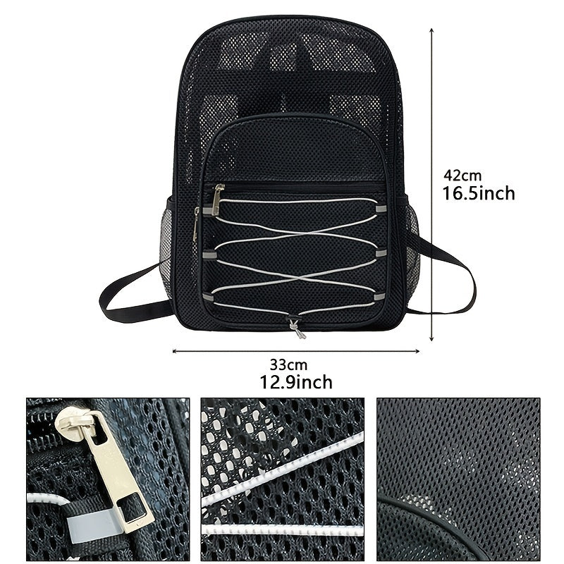 Transparent Mesh Backpack Lightweight Sports Gym Bag For Outdoor Travel