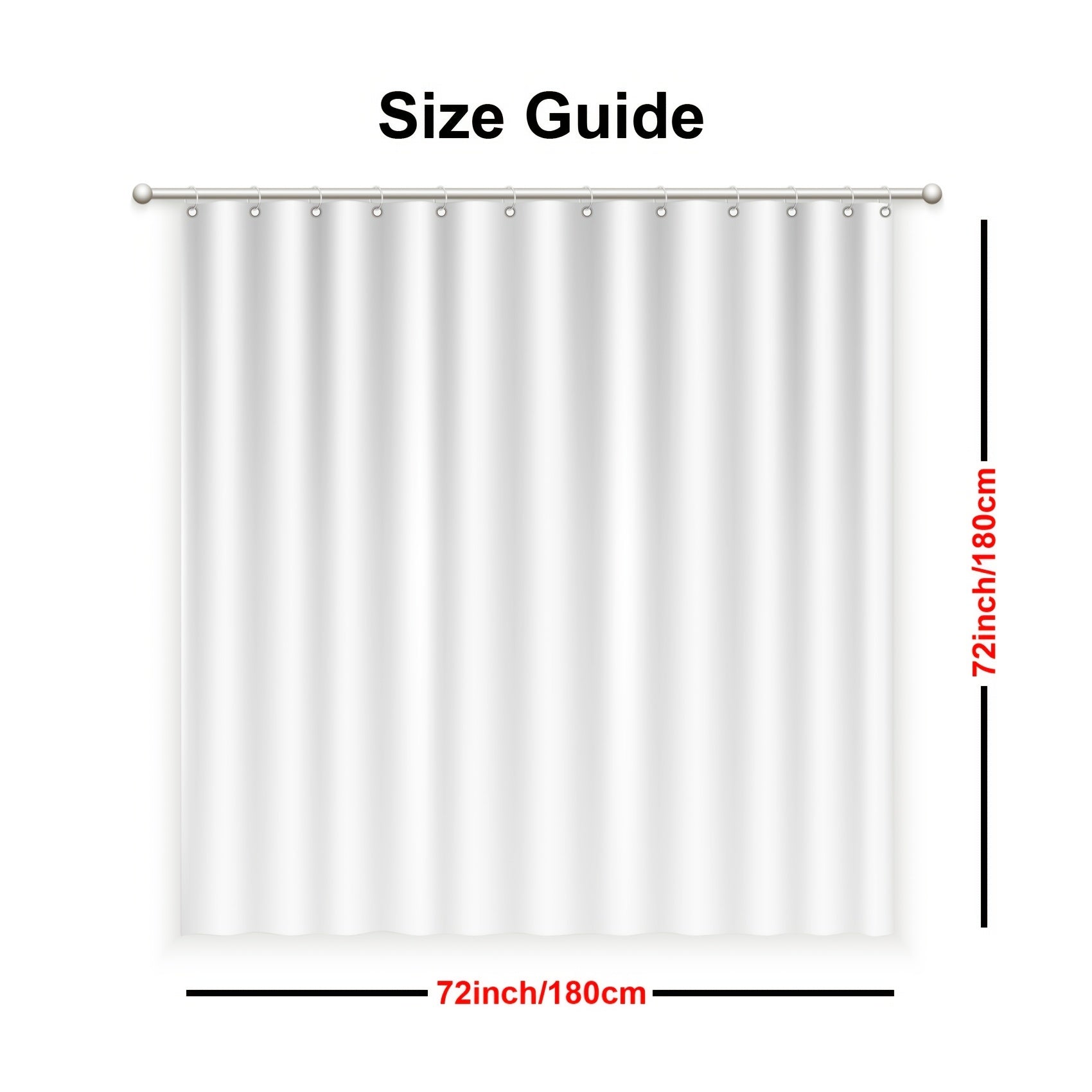 Waterproof Shower Curtain with 12 Hooks 72x72in