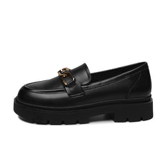 Women's Chain Decor Loafers Platform Chunky Heeled Shoes