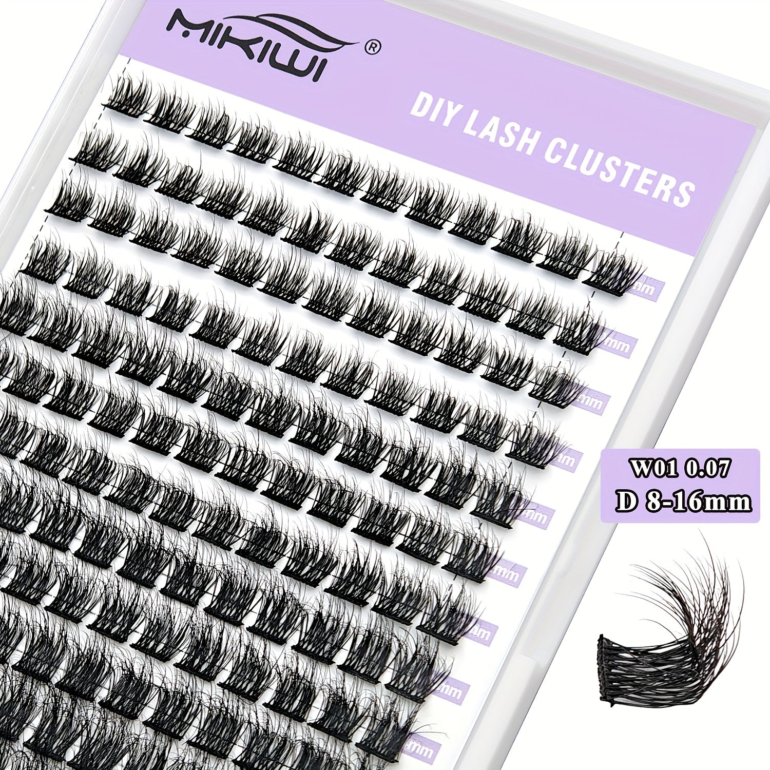 144pcs Cluster Lashes Mix 0.07mm D Curl DIY Kit