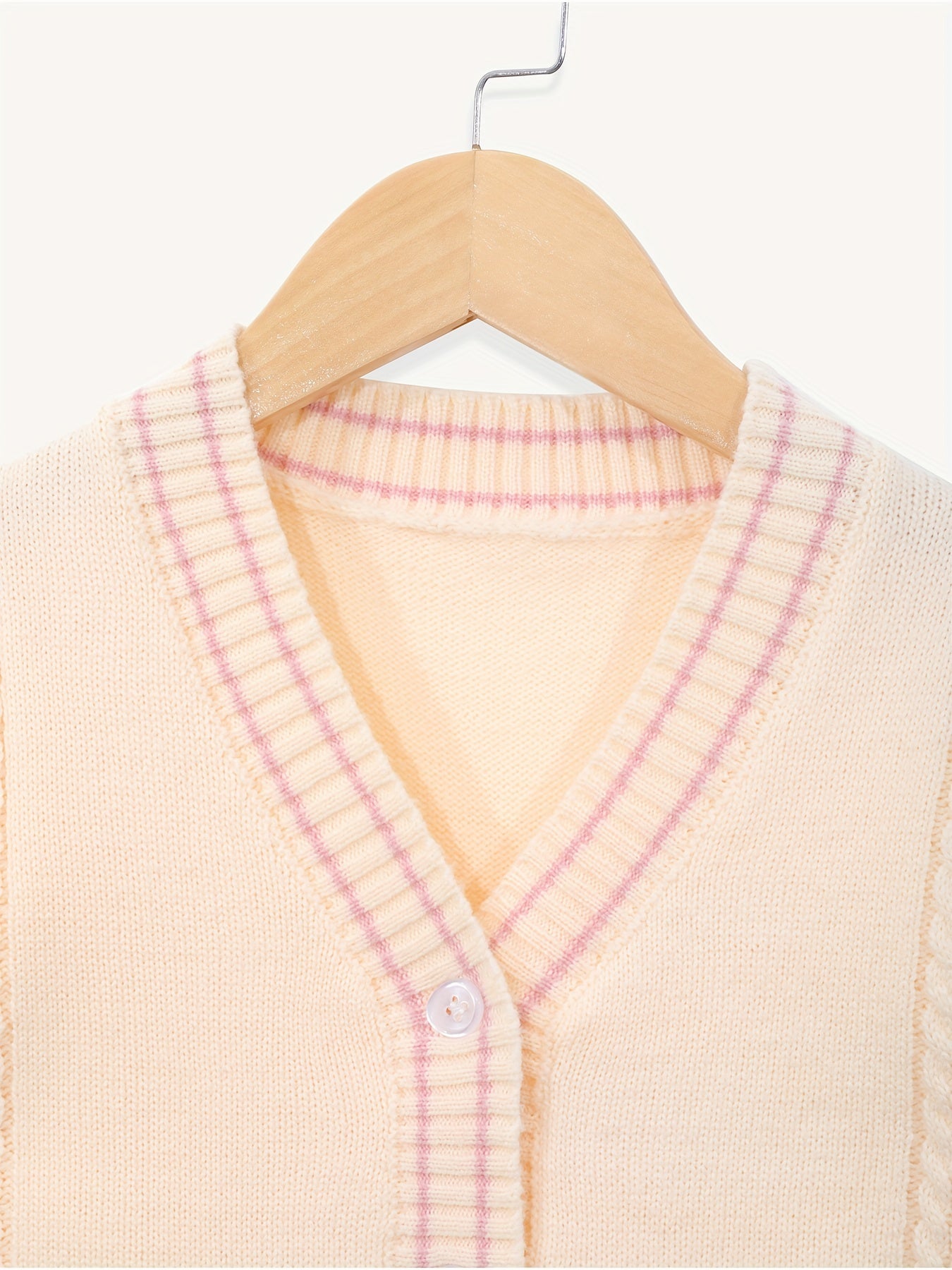 Girls Twist Knit V Neck Button Cardigan Sweater For Fall Winter