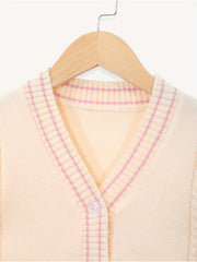 Girls Twist Knit V Neck Button Cardigan Sweater For Fall Winter