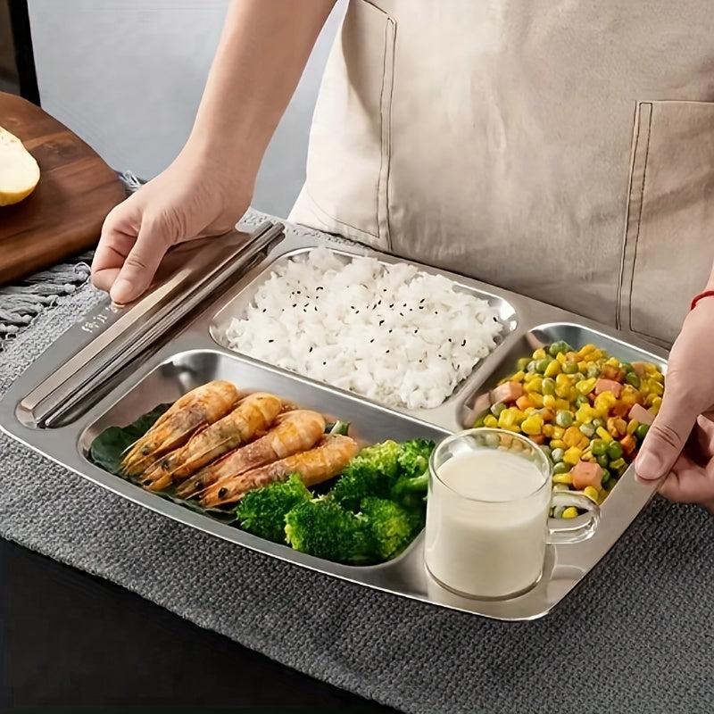 1pc Stainless Steel Dinner Plate for Easy Portion Control