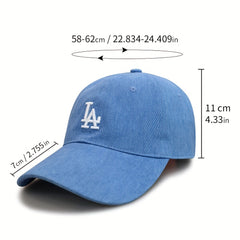 LA Embroidery Baseball Cap Solid Cotton Sun Hat Adjustable Lightweight Dad Hats