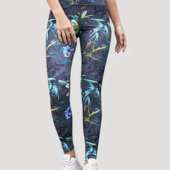 Flower & Leaf Print Leggings Butt Lifting Yoga Pants