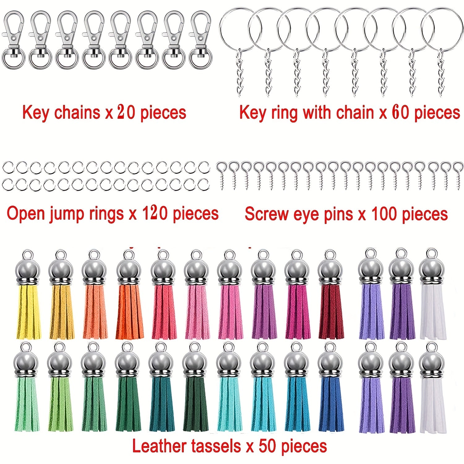 350pcs DIY Keychain Fringe Set for Crafts Christmas Halloween