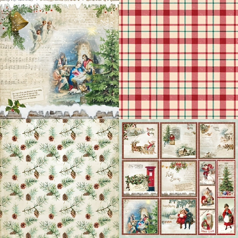 24pcs A6 Christmas Background Paper for DIY Scrapbook Photo Album Gift Box Decor