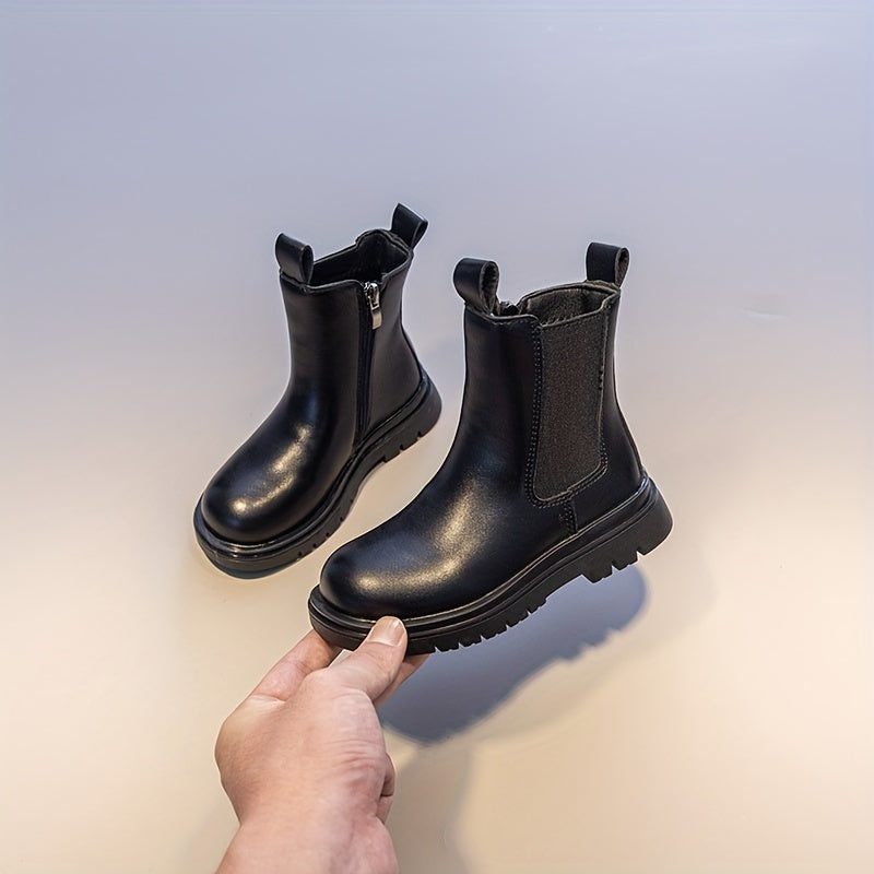 Girls Casual Solid Boots with Zipper Lightweight Non Slip Boots