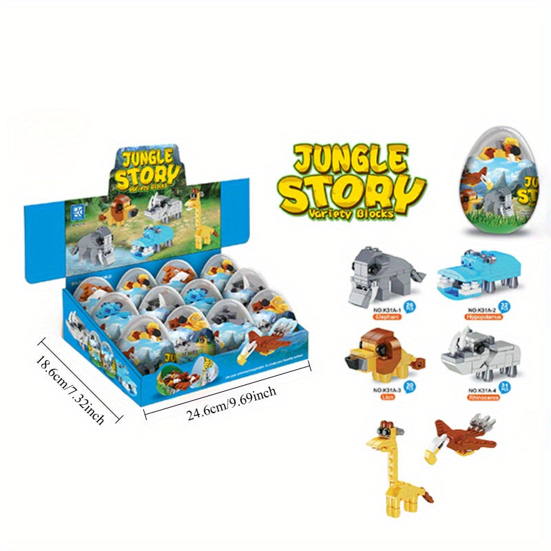 Jungle Adventure Twisted Egg Building Blocks - 6 Styles