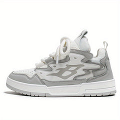 Men's B Letter Chunky Sneakers Lace Up Skate Shoes