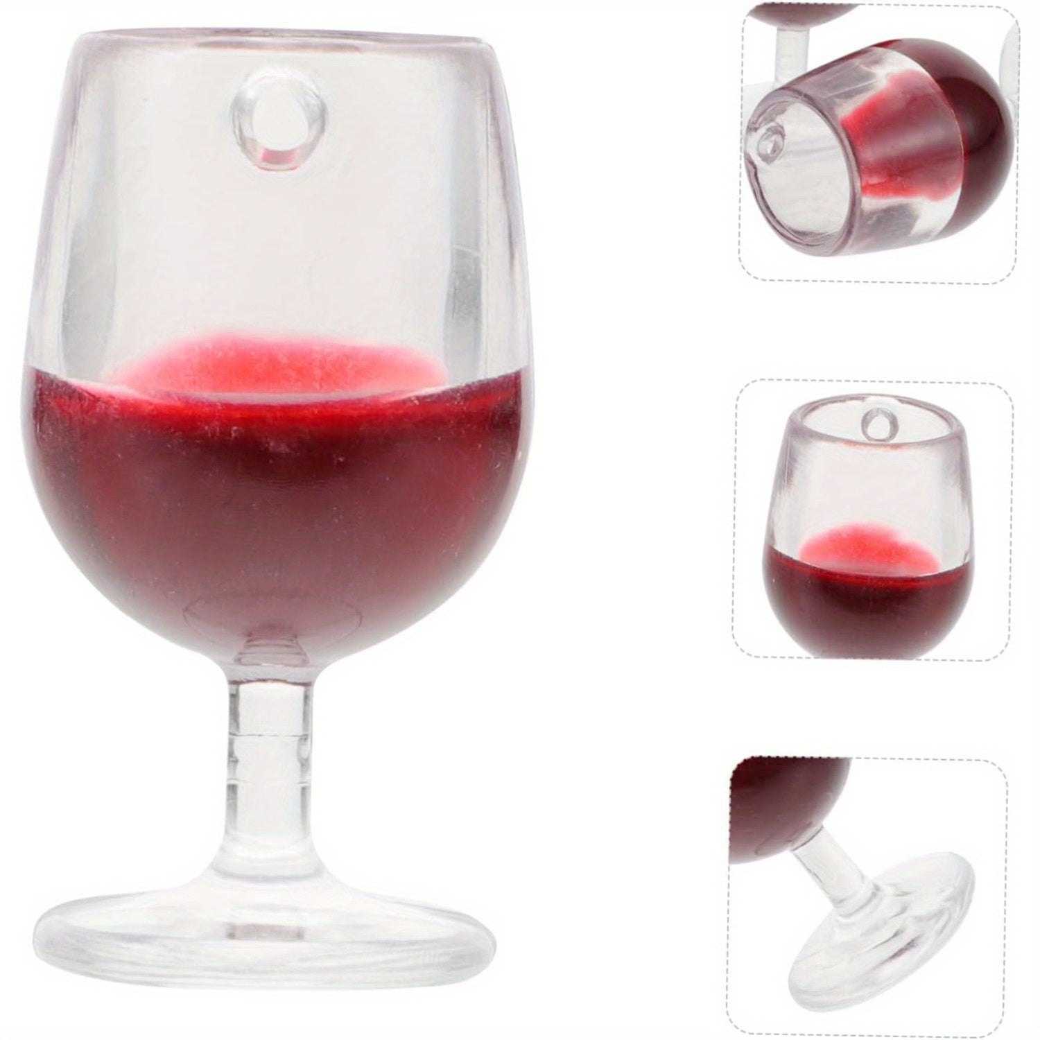 10pcs High Footed Red Wine Glass Pendants for Dollhouse Keychains