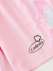 Girls Casual Tie Dye Sports Shorts with Taping