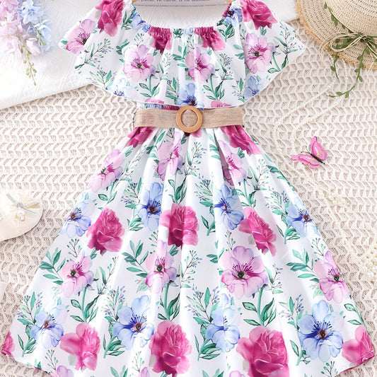 Toddler Girls Ruffle Floral Dress Kids Casual Summer