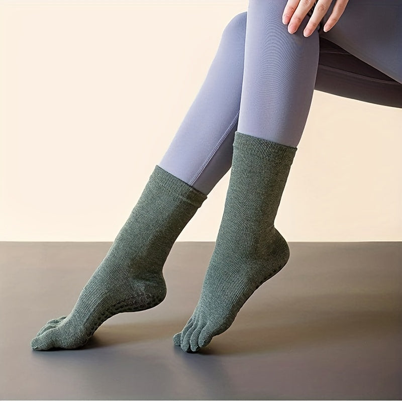 Mid Calf Yoga Socks Anti-Skid Gripper Sports Socks