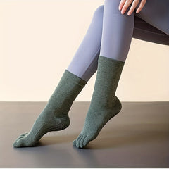 Mid Calf Yoga Socks Anti-Skid Gripper Sports Socks