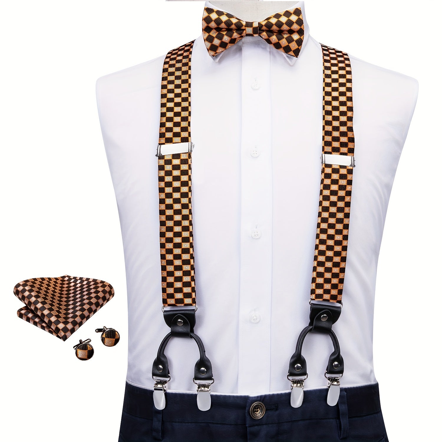 Men's Y Braces Suspenders Bow Tie Set