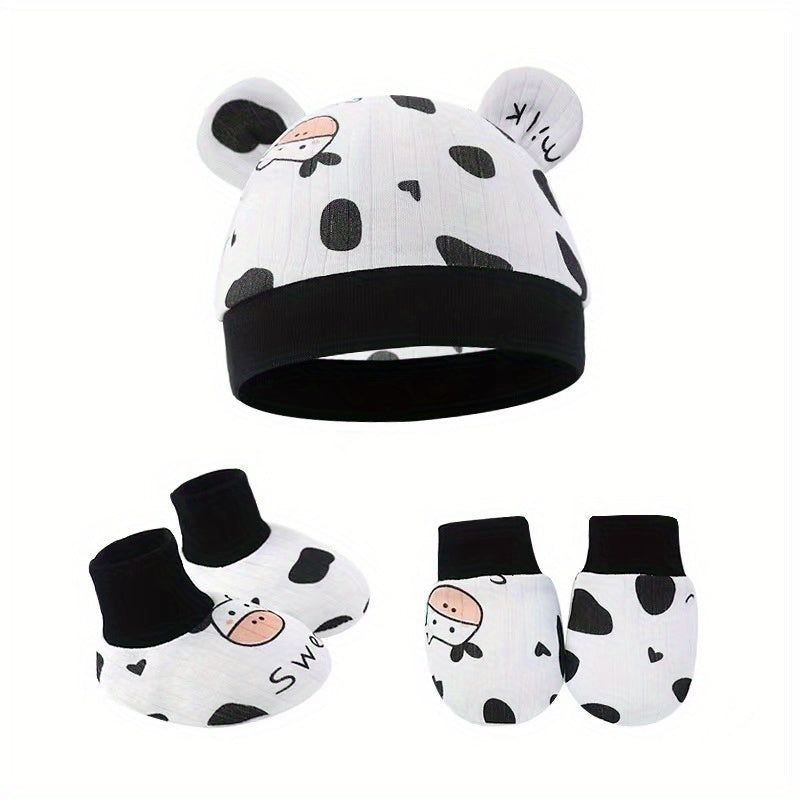 Breathable Baby Hat Cotton Print Gloves & Foot Cover Set
