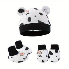 Breathable Baby Hat Cotton Print Gloves & Foot Cover Set