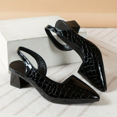 Pointed Toe Slingback Chunky Heel Sandals