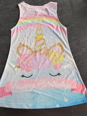 Girls Unicorn Costume Halloween Party Princess Dress