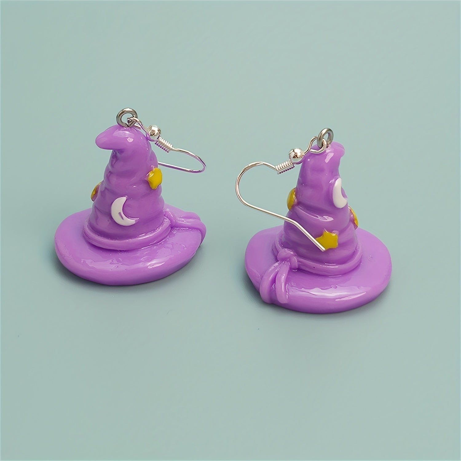 Halloween Purple Witch Hat Dangle Earrings for Women Girls