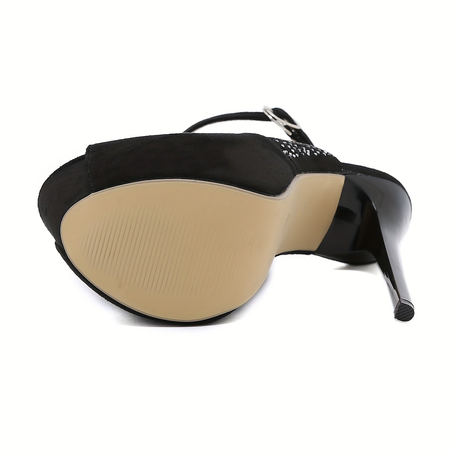 Women's Peep Toe Stiletto Heels Hollow Out Platform Shoes with Rhinestone Decor