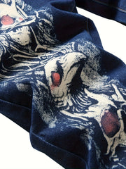 Men's Skull Print Jeans Streetwear Denim Pants