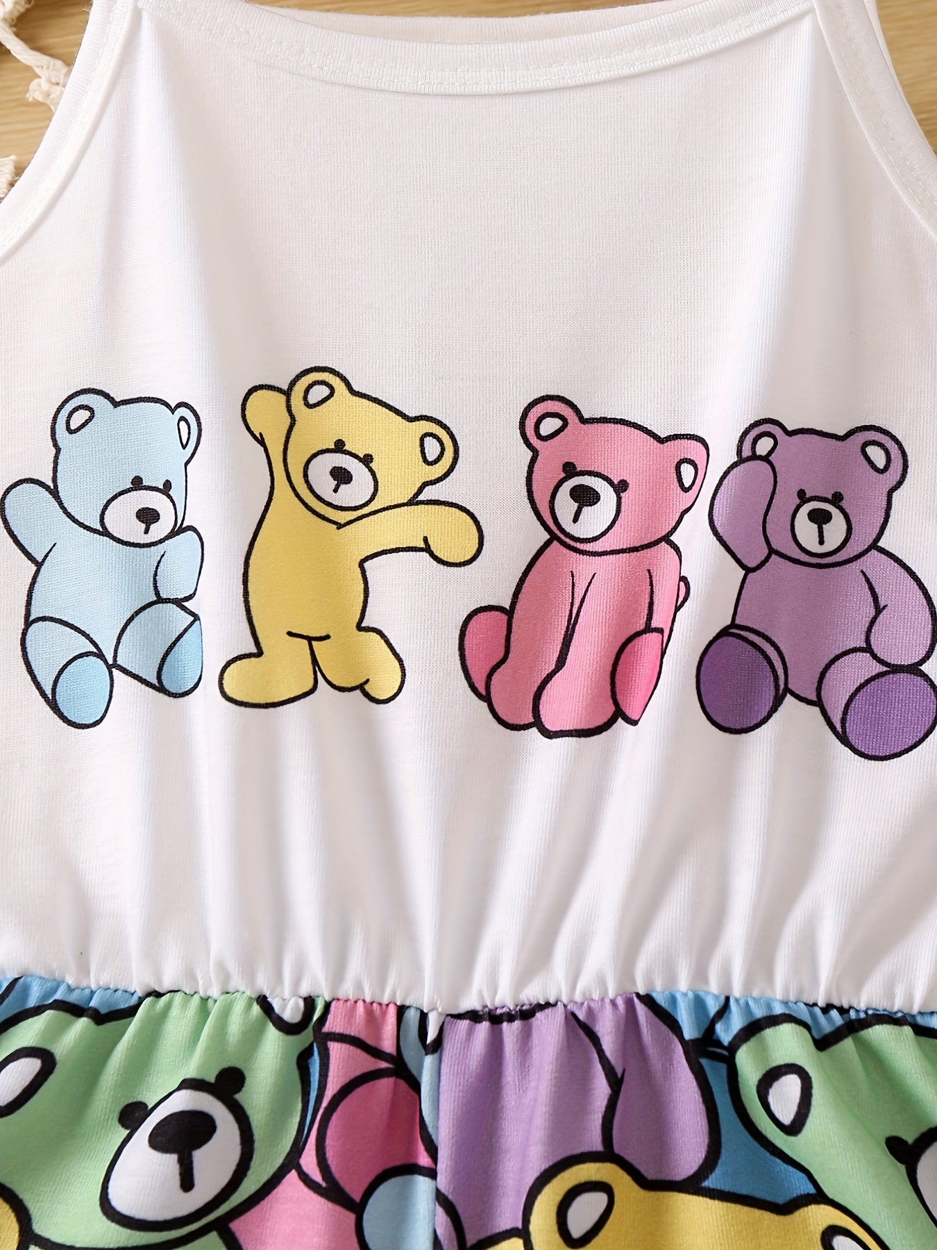 Toddler Girls Bear Graphic Cami Romper Jumpsuit