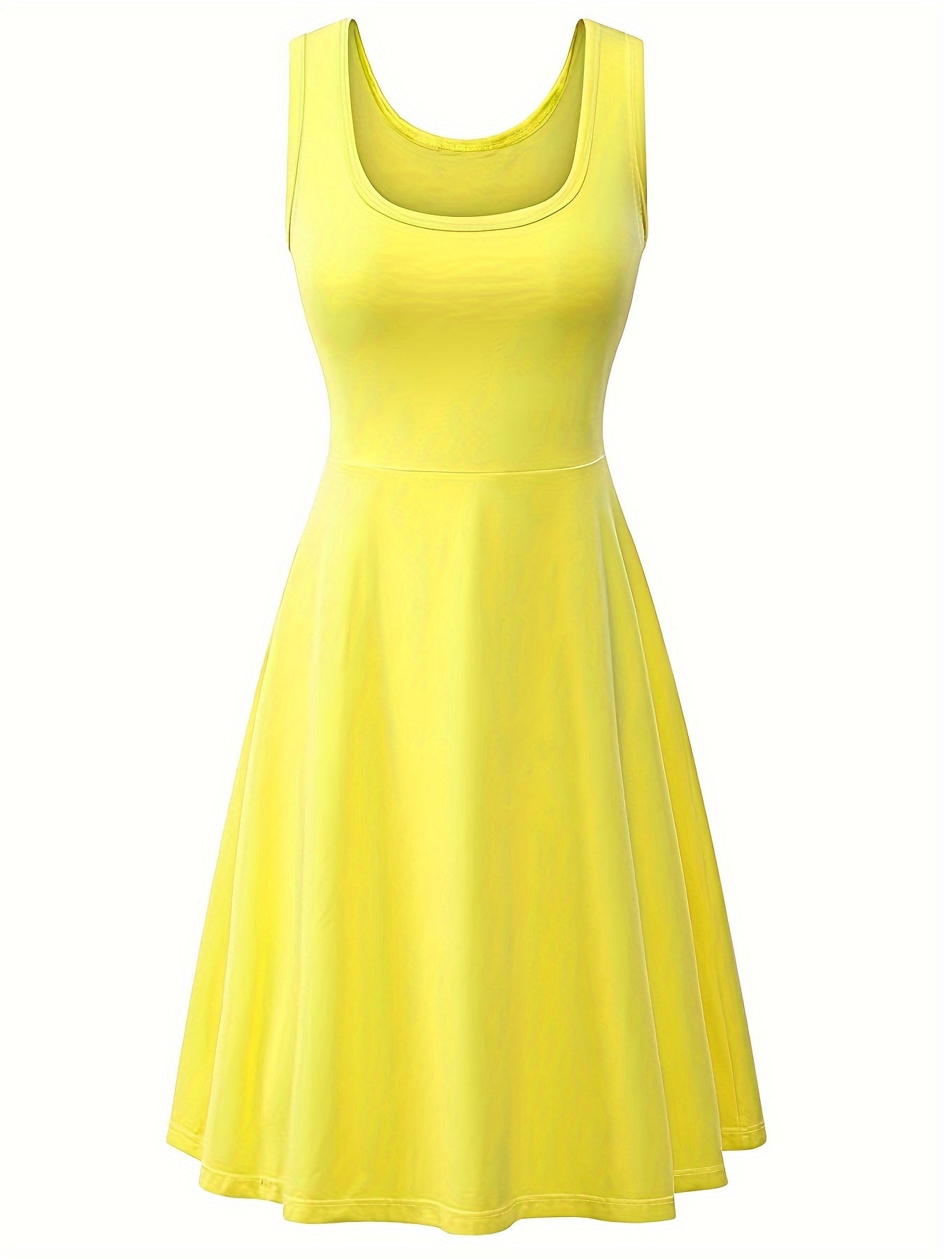 Basic Tank Dress Women's Plus Round Neck Solid Tank Dress
