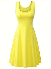 Basic Tank Dress Women's Plus Round Neck Solid Tank Dress